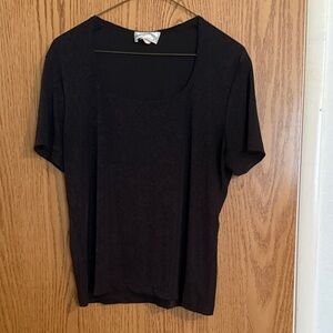 Vintage 90s Frazier Lawrence Slinky Square Neck Floral Fitted Spandex Shirt L